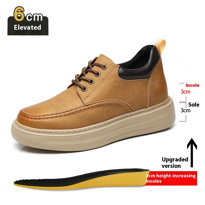 Scarpe con rialzo da uomo in vera pelle, solette per aumentare l'altezza 3/6/8CM, traspiranti, suola spessa, plateau, sneakers casual, scarpe da lavoro