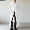 Men Lapel Neck Long Sleeve High Splits Casual Long Cardigan Coats