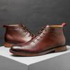 Retro Ankle Boots For Men High Quality Genuine Leather Shoes Elegant Lace Up Business Office Footwear work boots