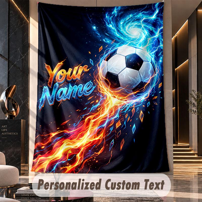 Soccer (18) Theme Custom Tapestry Personalized Custom Name Text Wall Hanging Tapestry Home Decor Background Cloth