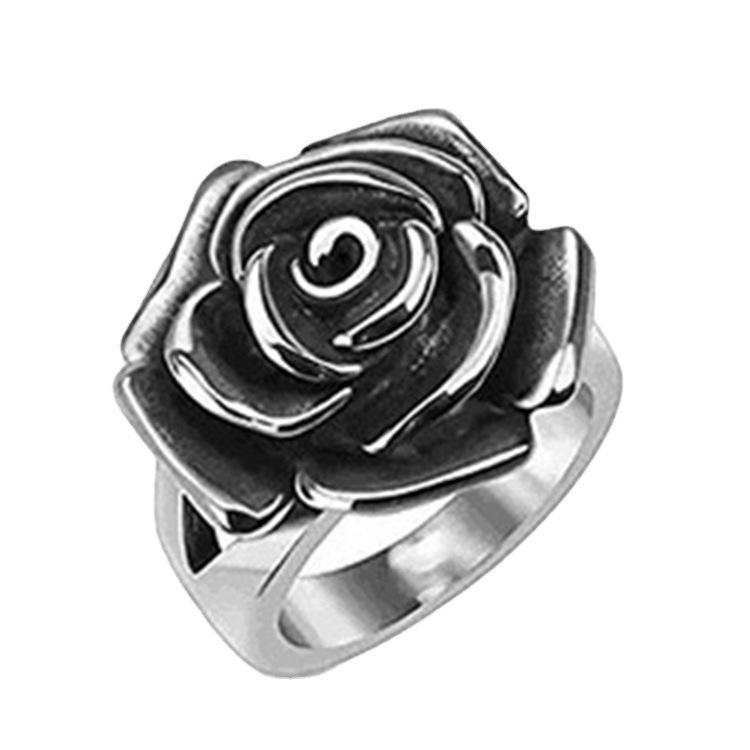 Personalisierter Retro Black Rose Serie Ring Ring Ring Damen Schmuck