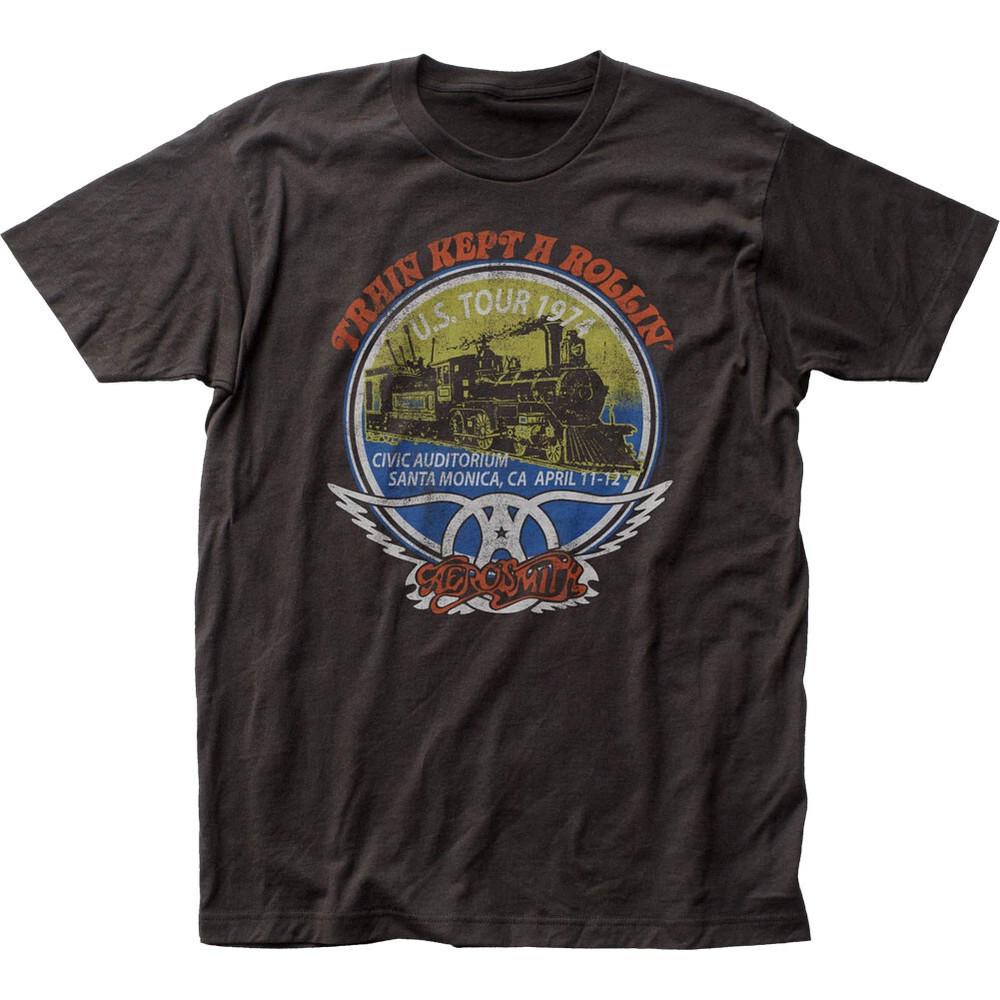 Aerosmith Train Kept A Rollin Unisex Black USA T Shirt Full Size S5XL Unisex T-Shirt Graphic Tee L