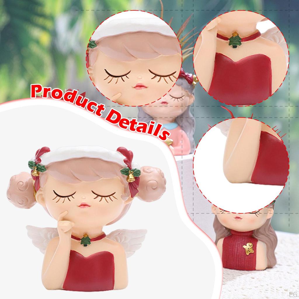 Elf Girl Flower Pot Plant Anti Slip Desktop Ornaments Resin Planters Bonsai for Office Desk