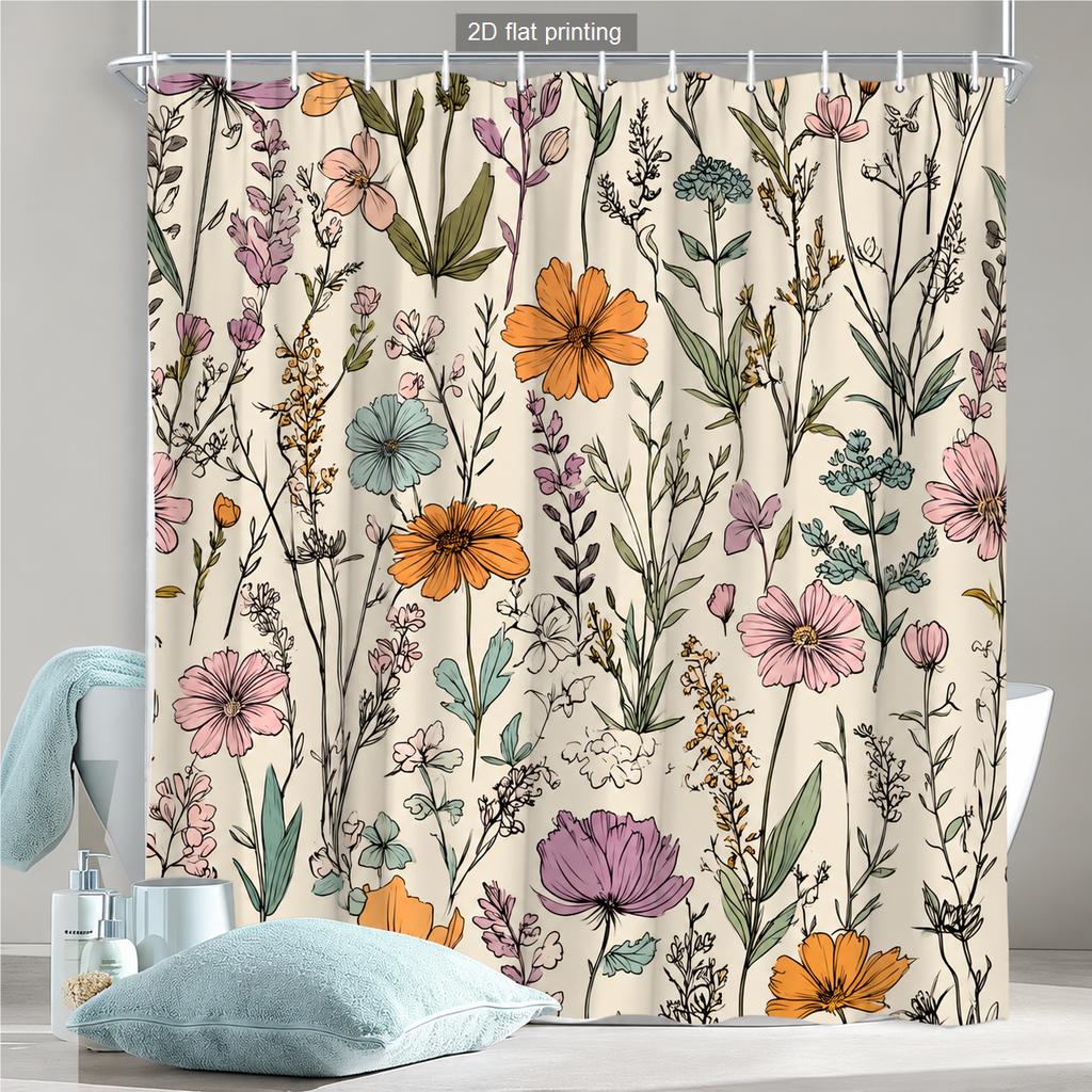Winter Forest Floral Abstract Print Polyester Shower Curtain Bathroom Decor Bathtub Curtain with Hooks Multiple Designs