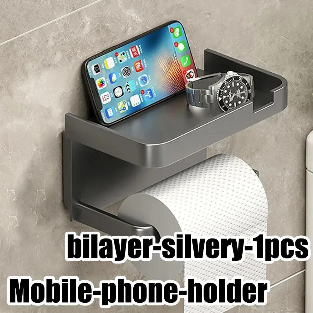 Waterproof Wear Resistant Autohesion Mobile Phone Holder Roll Paper Box Wall Mounted Toilet Accessories Tissue Hanger Bathroom
