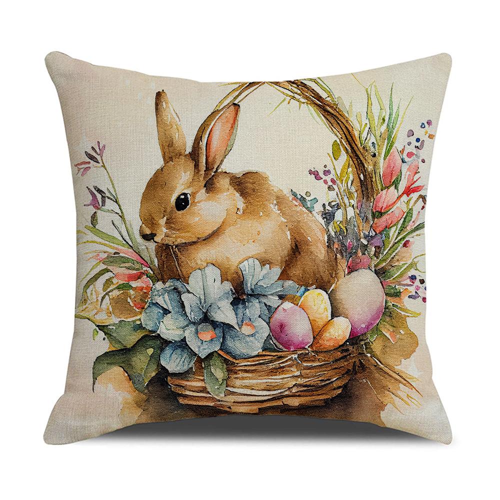 Neuer Oster-Kissenbezug Frühling Beliebt Retro Hase Dekokissen Sofa Kissenbezug