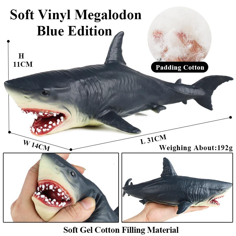 Oenux Ocean Animals Whale Shark Megalodon Crab Starfish Octopus Action Figures Soft Sea Life Model Educational Toy For Kids Gift