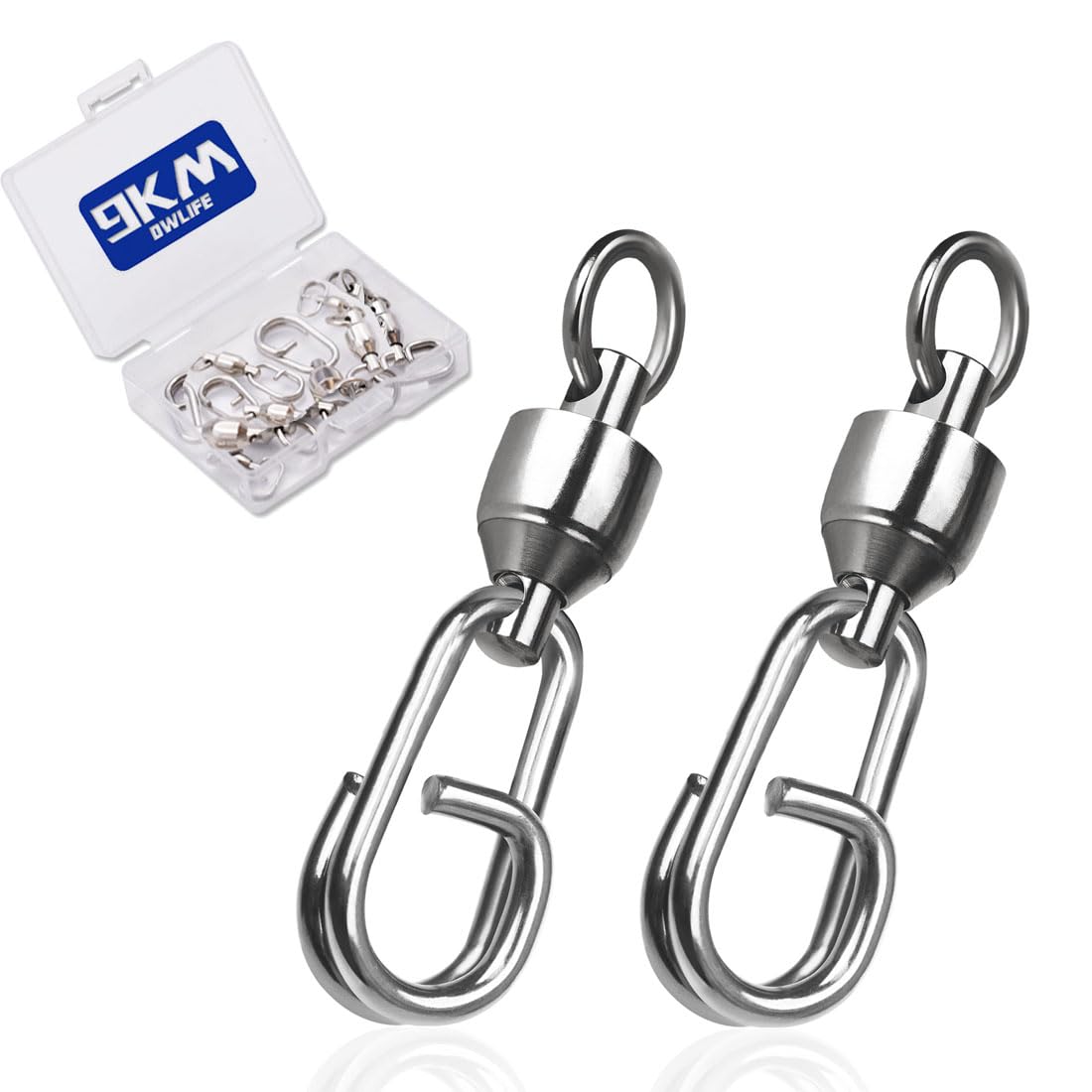 

9KM DWLIFE Swivel Snap Silver Set of 25 Ball Bearing Stainless Steel Corrosion Resistant High Strength High Speed Rotation Quick Change Fishing Gear