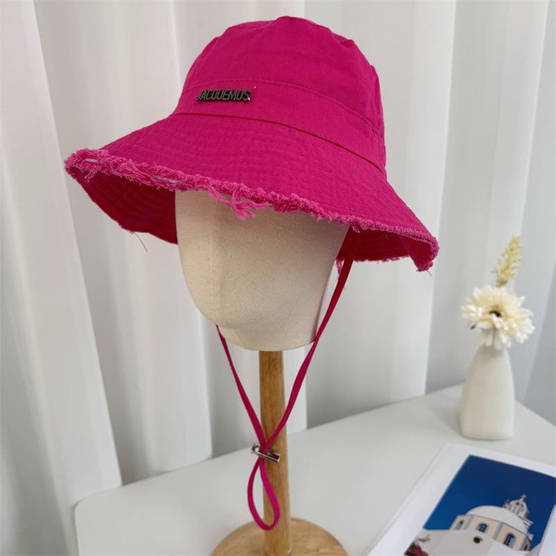 

Универсальная шляпа с металлическими буквами и необработанным краем, женская шляпа от солнца, шляпа рыбака Wine Red