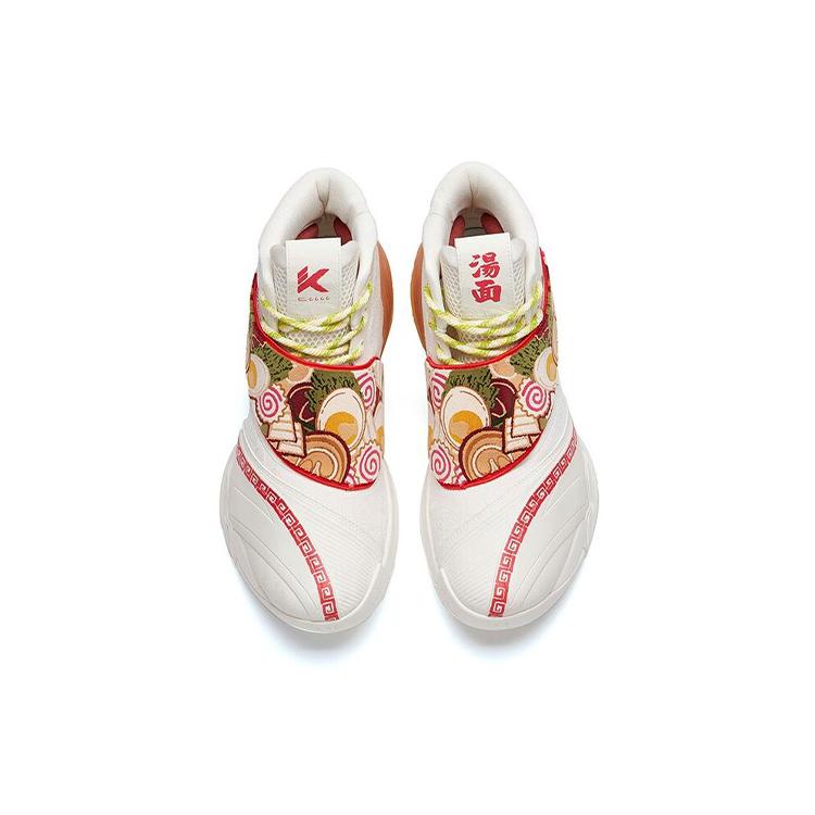New Anta Thompson KT6 Series 'Noodle Soup' Cushioning Anti-Slip And Wear-Resistant High-Top Basketball Shoes White Red 912131101S-1