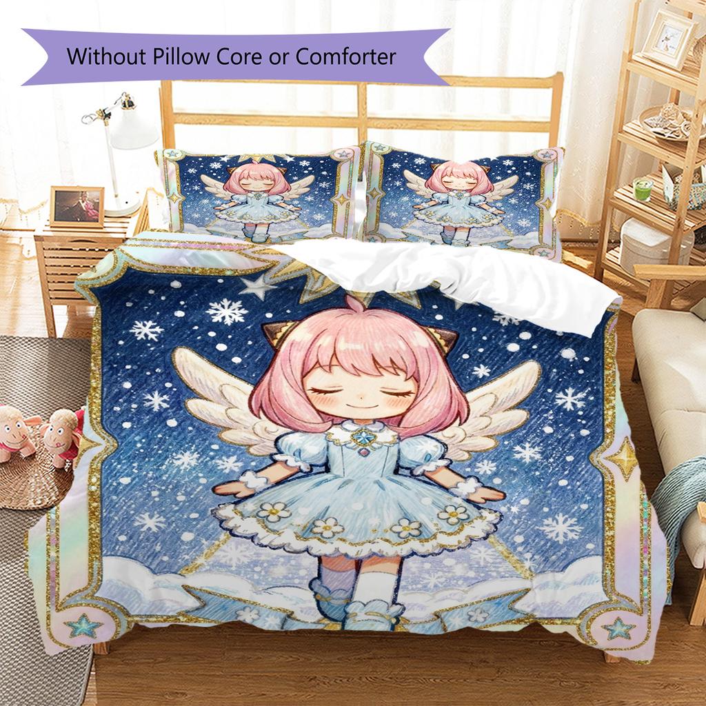 Anya Forger Pattern Bedding Quilt Set Quilt Cover Pillowcase Home Decoration Birthday Gift (1 * Duvet Cover + 2 * Pillowcase, Without Core)