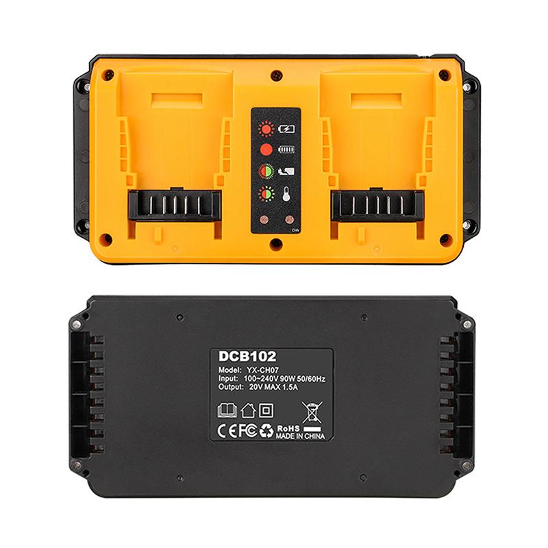 Portable Dual Port Charger Eu/Us Fast Charge Adapter For Dewalt 18-20V Lithium Battery Dcb202 Dcb204 Dcb205 Dcb206 Dcb207 Dcb203