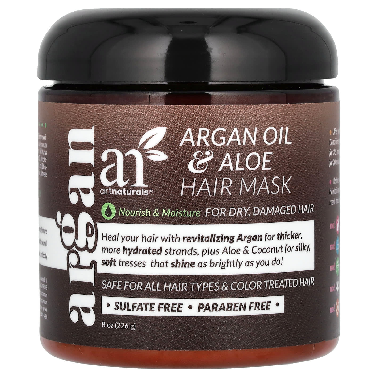 

artnaturals, Маска для волос с аргановым маслом и алоэ, 8 унций (226 г)