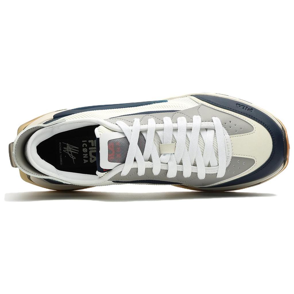 Fila KM Fabric Synthetic Leather Nubuck Nylon Casual Versatile Low-Top Lifestyle Shoes Men Sneaker Antique-White F12M333103FMA