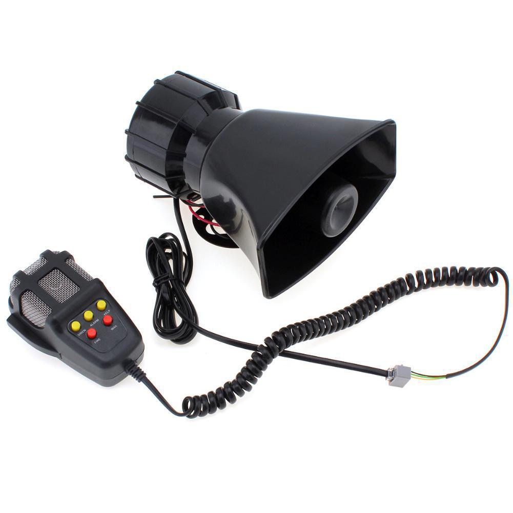 7-zvukový hlasitý výstražný alarm do auta Policejní požární siréna Air Horn PA reproduktor 12V 100W