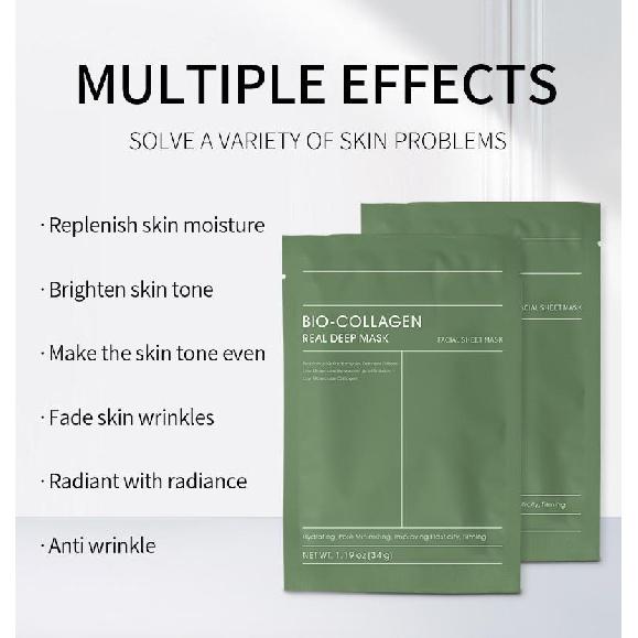 

Collagen Deep Moisture Mask — увлажняющая маска для лица с коллагеном и гиалуроновой кислотой, идеально подходит для сухой, дряблой кожи, для всех типов кожи 1 pc зелёный