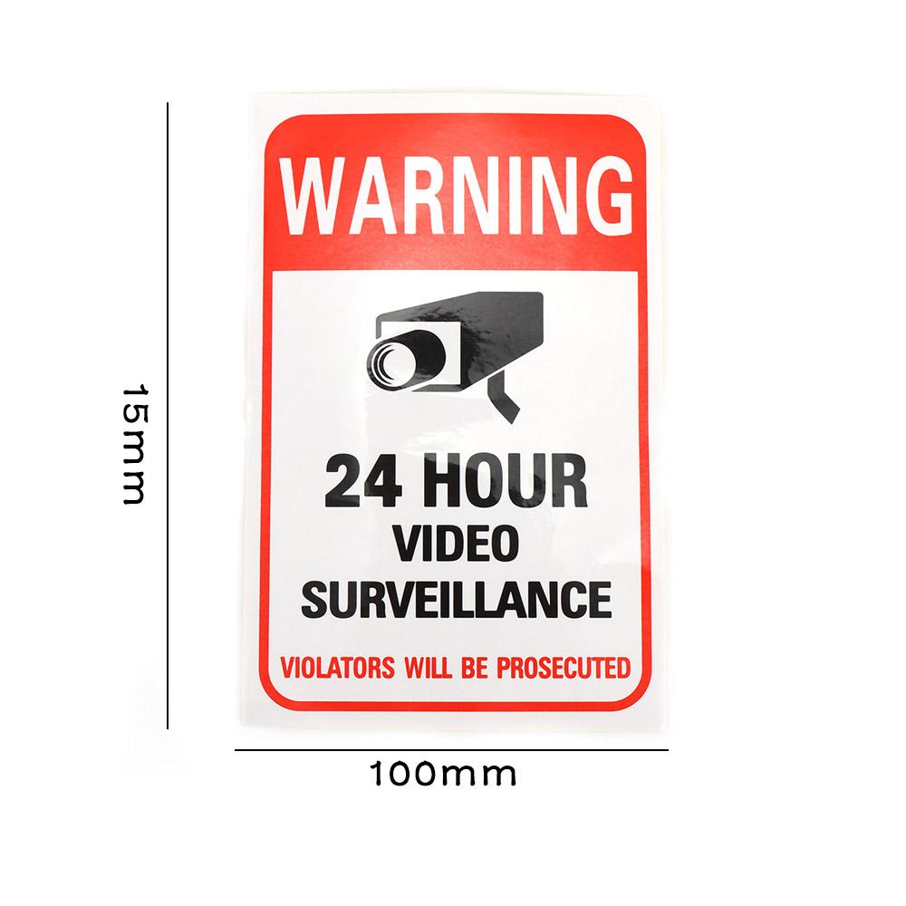 10pcs 24 Hour Monitor Camera Video Surveillance Warning Sticker Warning Signs Stickers Decals