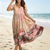 Short Sleeve V Neck Loose Fit Maxi Dress for Women Summer Dresses for Women Uk Ladies Summer Dresses Uk Womens Summer Dresses Uk