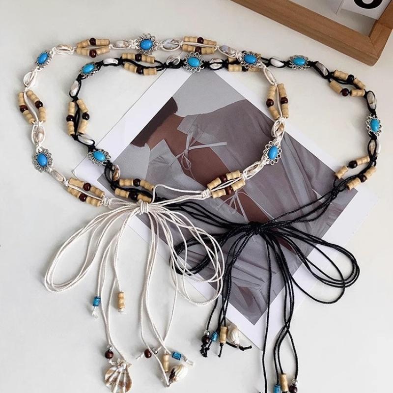 Bohemian Colorful Braided Waist Rope Ethnic Style Woman Dress Belt Y2K Waist Chain Dress Decorative Accessories Gift