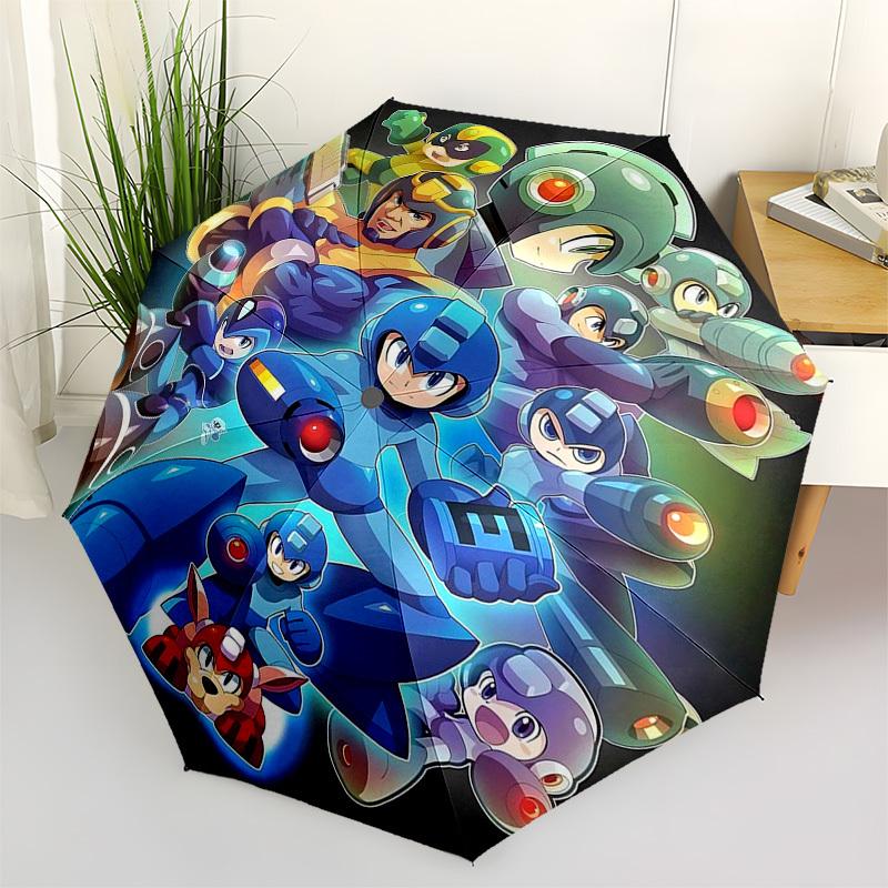

1pc Mega Man Auto-Open Umbrella, Portable 3-Fold Design with 8-Bone Iron Frame, Outdoor for Fans, Travelers, Daily Use, Gift Idea.Y013