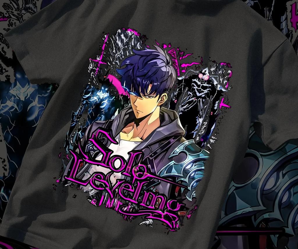 Solo Leveling Arise Schatten Anime T-Shirt Herren Damen Sung Jin-woo Kurzarm Übergroß Locker Baumwolle Herrenbekleidung Top T-Shirts