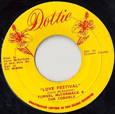7inch Record TURNELL MCCORMACK THE CORDELLS Love Festival NONE Dottie 1976 Jamaica Reggae Ska Dub Used