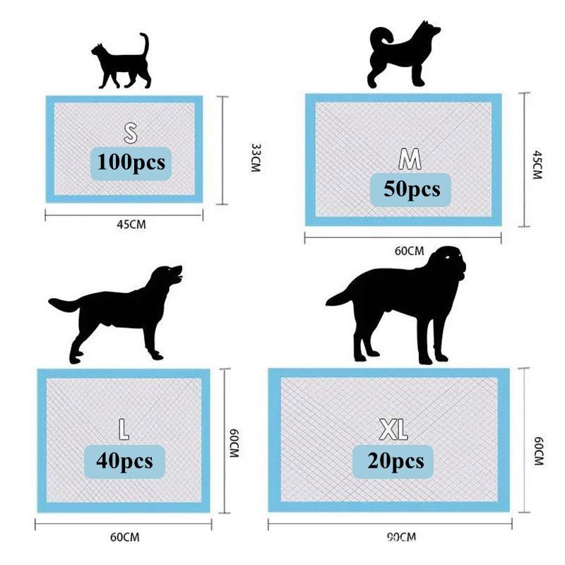 20/40/50/100Pcs 1Pack Super Absorbent Pet Diaper Dog Training Pee Pads Disposable Mat Cat Dog Diapers Quick-dry Surface Mat