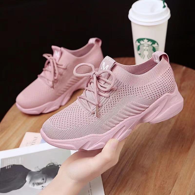 Spring and autumn new women's sports shoes fly-woven mesh casual shoes hollow thin white shoes women
