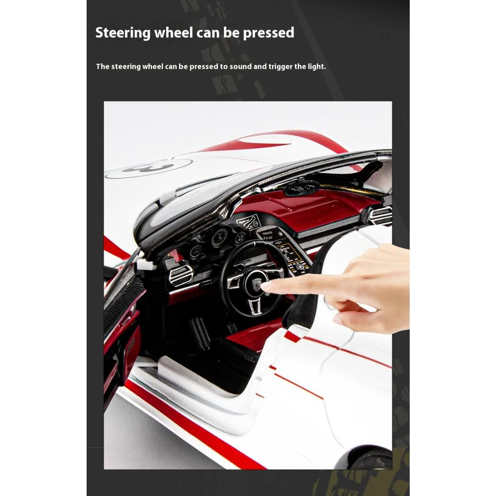 1/18 Porsche 918 Martini Lackiert Limitierte Edition Legierung Druckguss Modellauto Sammlung von Hobby-Ornamenten Ton & Licht Serie Geschenk