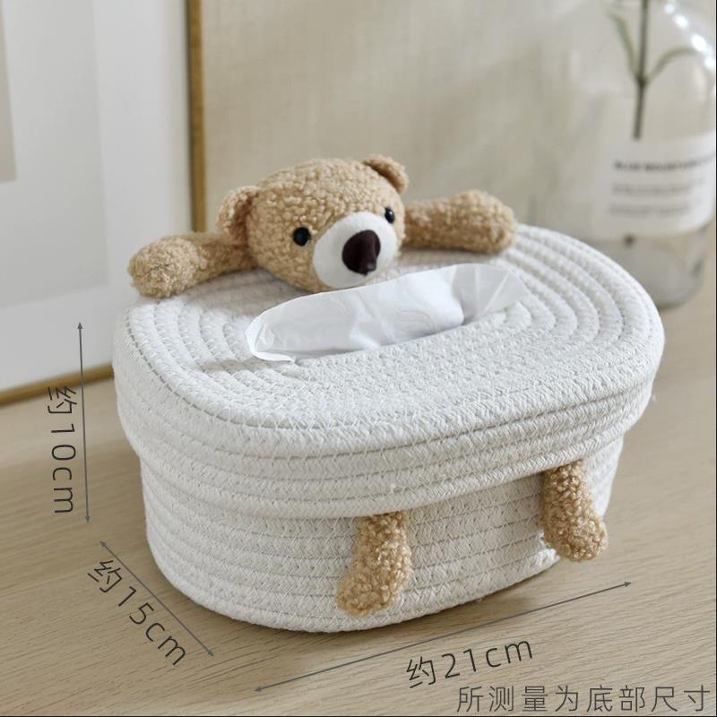 

Cute Cartoon Cotton Rope Tissue Box Bear Bunny Woven Tissue Holder for Bathroom Bedroom Desk | Kawaii Home Decor Tissue Cover