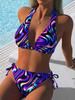 1011 Bikini Sexy Women Split European and American Swimsuit Lace-up Print
