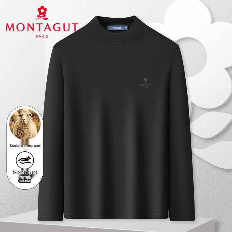 MONTAGUT Men s Fine Merino Wool Turtleneck Long Sleeve T-Shirt XL