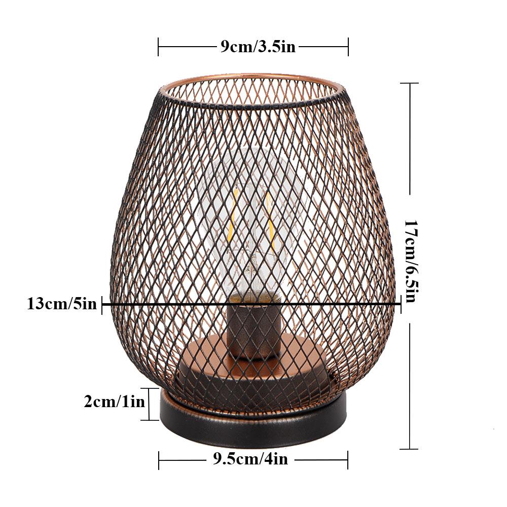 Set of 4 Battery Operated Lamp LED Table Lamp Metal Cage Cordless Lamps with LED Bulb for Indoors Shelf Decor