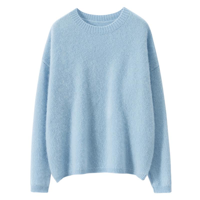 Women's 100% Cashmere Round Neck Loose Sweater for Autumn & Winter