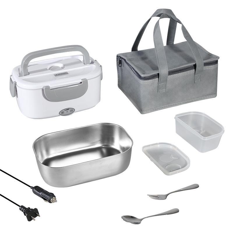 

Портативний ланч-бокс подвійного призначення з нержавіючої сталі на 110 В для автомобіля та дому 220V European standard сірий колір