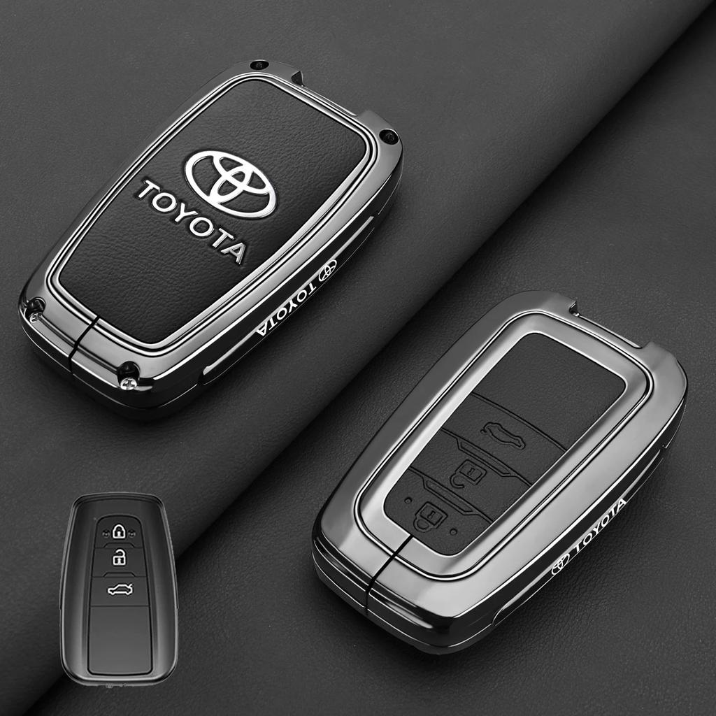 Zinc Alloy Leather Car Key Case Cover Shell for Toyota CHR Hilux Fortuner Land Cruiser 200 Camry Corolla Crown RAV4 Highland