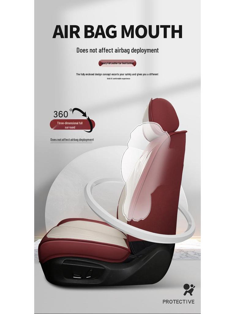 Breathable Perforated Leather Car Seat Cushion - Universal Full Coverage for All Seasons