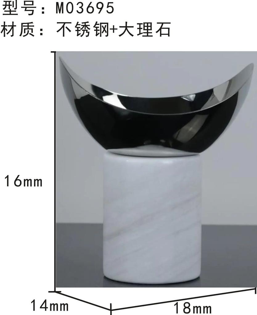 Light Luxury Marble Fruit Tray Decoration, Stainless Steel Tray, Irregular Metal Snack Tray Decoration in The Living Room