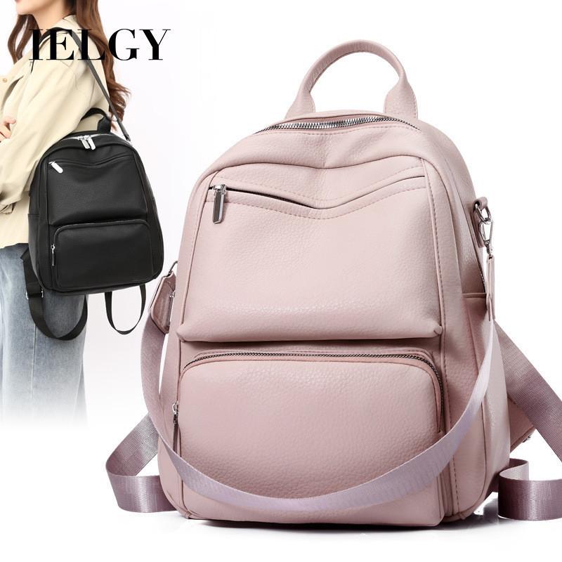 IELGY Solid Color Commuter Backpack, Spring and Summer Fashionable Large-capacity Student Backpack