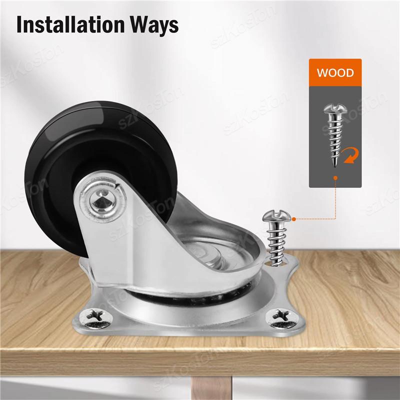 8/1/1Pcs 1/1.11/1.1/1inch PVC Furniture Caster Wear Resistant Mute Universal Heavy Trolley Wheels 161 Degrees Swivel Castor