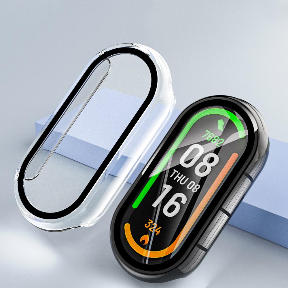 Case For Mi Band 9 8 Protective Hard PC Bumper Screen Protector Tempered Glass+Cover For Xiaomi Mi Band 9 NFC Watch Accessories