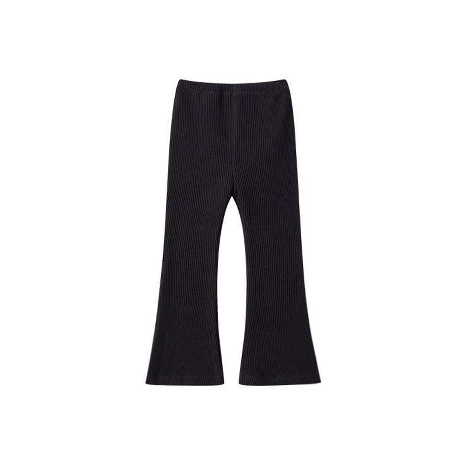 

Леггинсы-клеш для девочек, хлопковые брюки-клеш для девочек, брюки-клеш с высокой талией, облегающие леггинсы для йоги для детей 130 чёрный