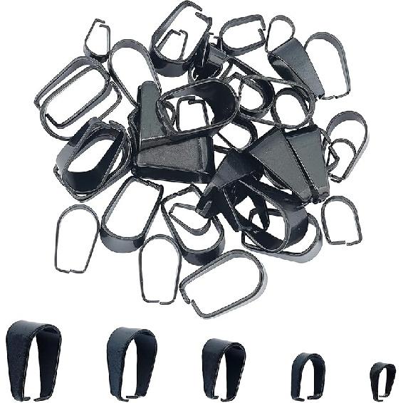 UNICRAFTALE 50pcs 5 Sizes Black Stainless Steel Snap On Bails Ice Pick Pinch Clasp Connector Findings for 7-13mm Pendant Necklace Jewelry Making чёрный
