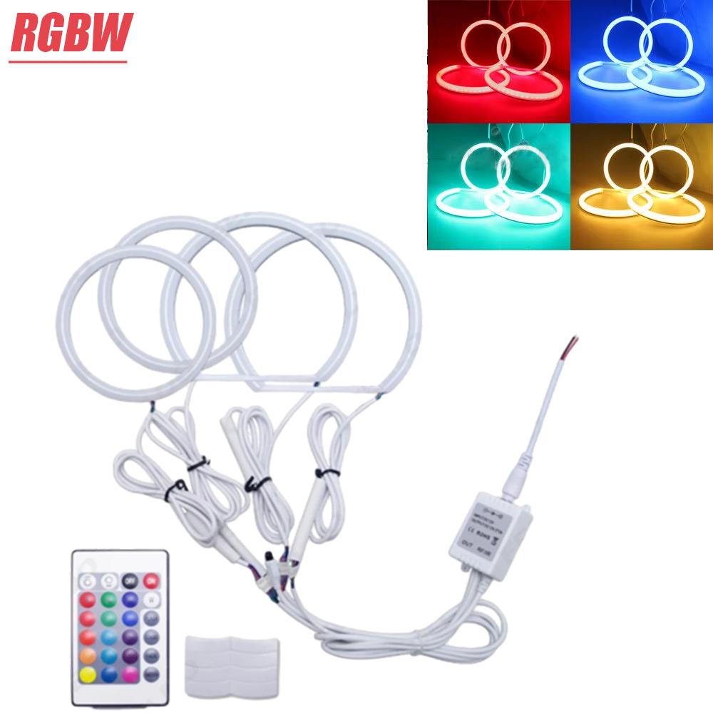 4Pcs RGBW Angel eyes Kit Halo Rings Cotton Light For BMW E90 Dynamic Daytime Running Lamps Bluetooth App Control Car Accessories
