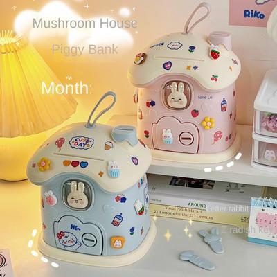 Bunny Piggy Bank Children House Coin Holder Piggy Banks Safe Box Mysterious Box Cute Room Decor Cash Savings Bills Moneybox