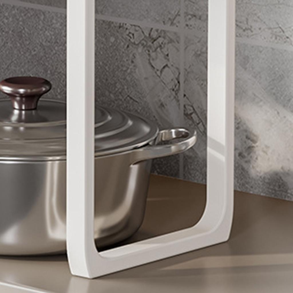 Tabletop Kitchen Storage Rack White Plastic Double Layers Telescopic Kitchen Shelf Organizer for