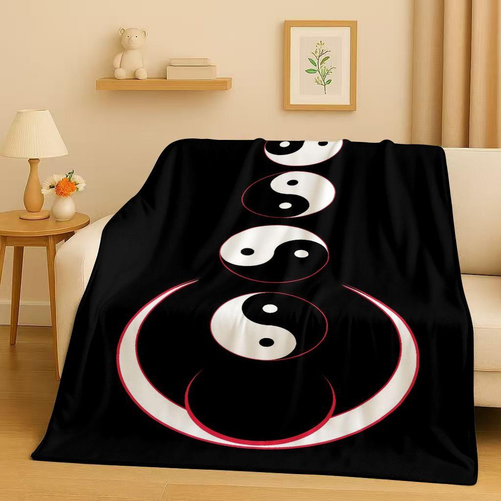 3D Yin Yang Chinese Tai Chi Eight Diagrams Natural Balance Art Flannel Blanket,Soft Plush Throw for Home Bedroom Bed Sofa Cover