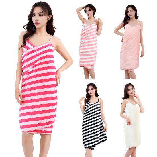 Glow Wrap Towel with Straps Adjustable Halter Bath Towel Open Back Long Ultra-Absorbent Bathrobe Coral Velvet Wearable Spa Towel