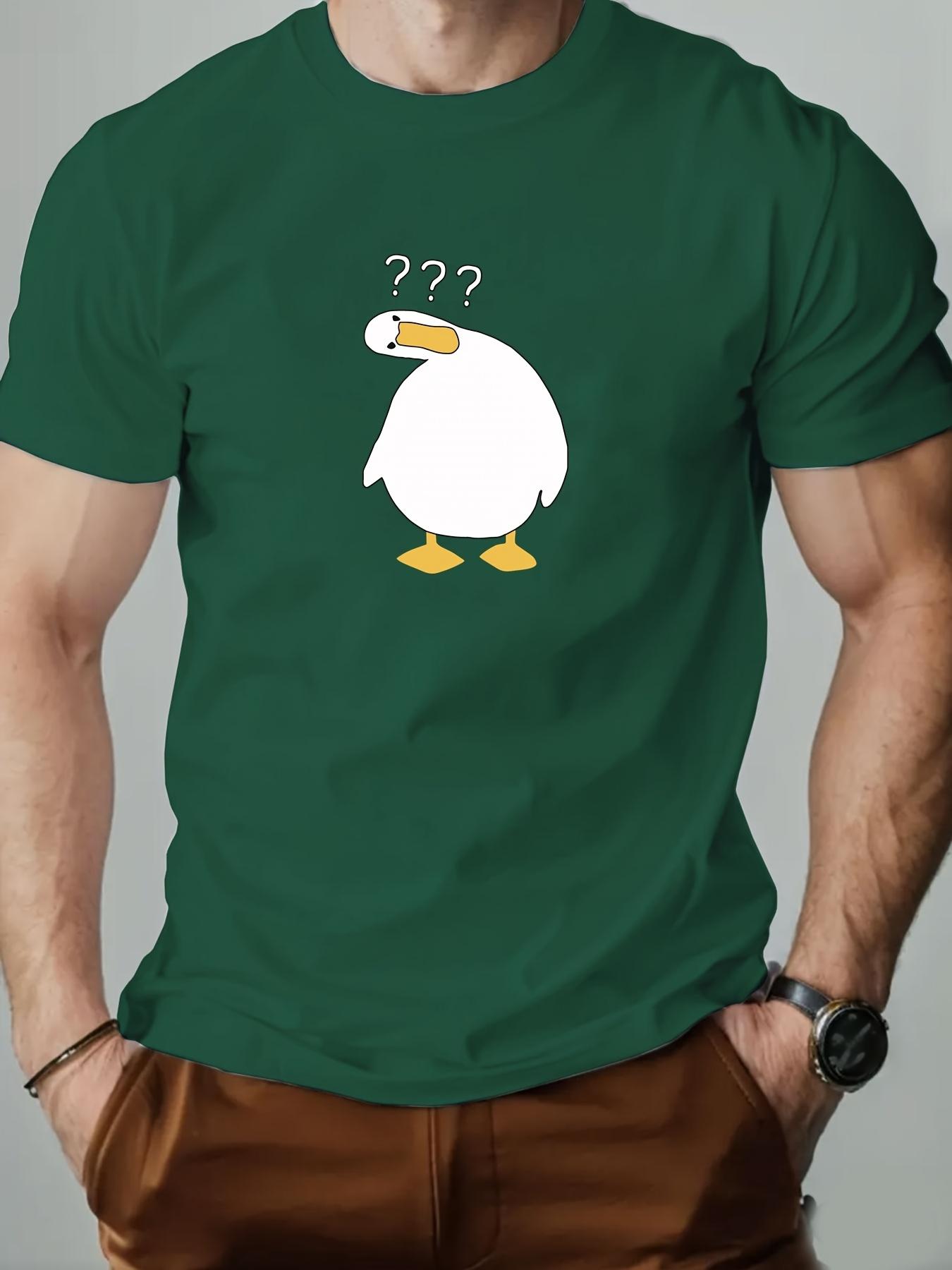 Men s Duck Pattern Summer Casual Crew Neck Short Sleeve T-Shirt L зелёный