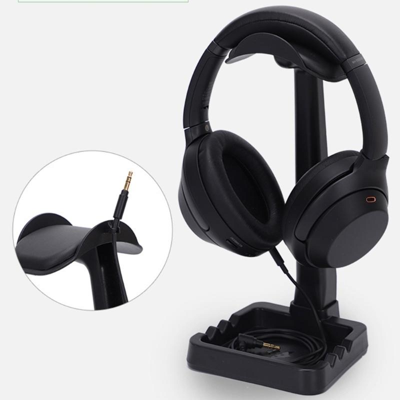Headphone Stand With Detachable Cable Clip And Phone Dock For All Gaming Headsets And Desktop Accessories Storage